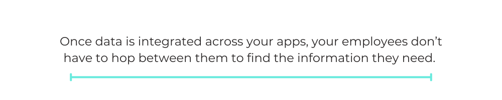 Once data is integrated across your apps, your employees don’t have to hop between them to find the information they need.