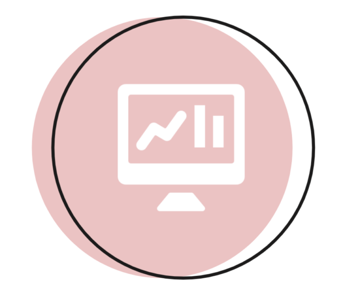 A computer monitor with graphs inside of it