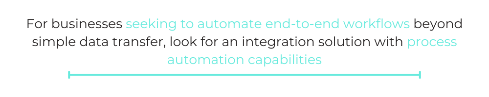 QUOTE BOX: "For businesses seeking to automate end-to-end workflows beyond simple data transfer, look for an integration solution with process automation capabilities"