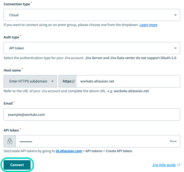 screenshot: connecting Jira
