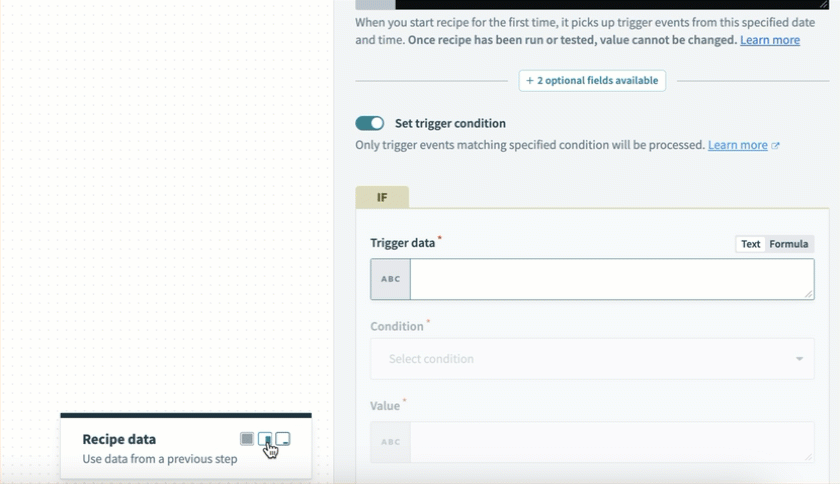 Animated screenshot: creating a trigger