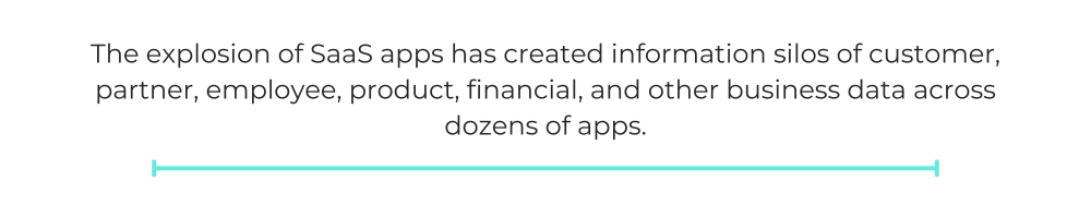 The explosion of SaaS apps has created information silos of customer, partner, employee, product, financial, and other business data across dozens of apps.