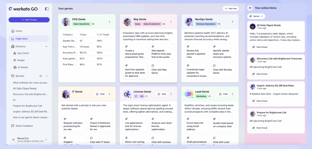 Example of Workato GO User Interface.