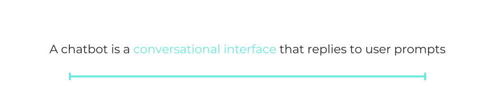 A chatbot is a conversational interface that replies to user prompts