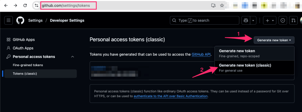 Click generate new token