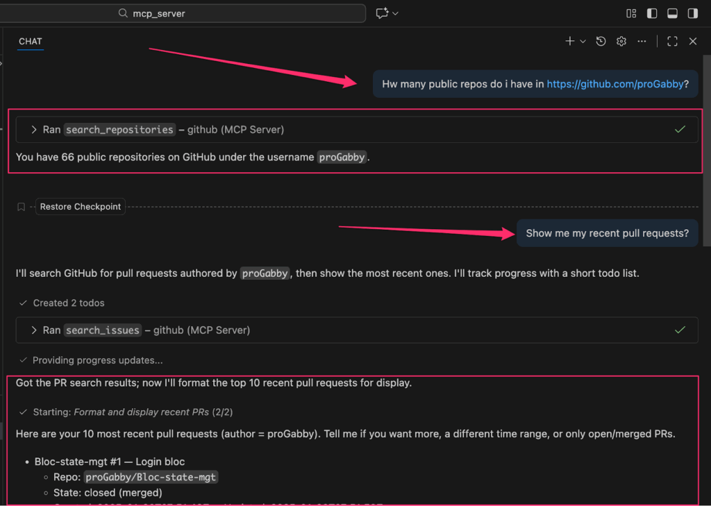 Prompts that require GitHub access