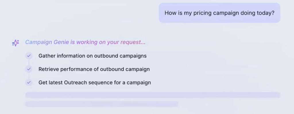 Campaign genie progress indicator showing completed campaign analysis steps.